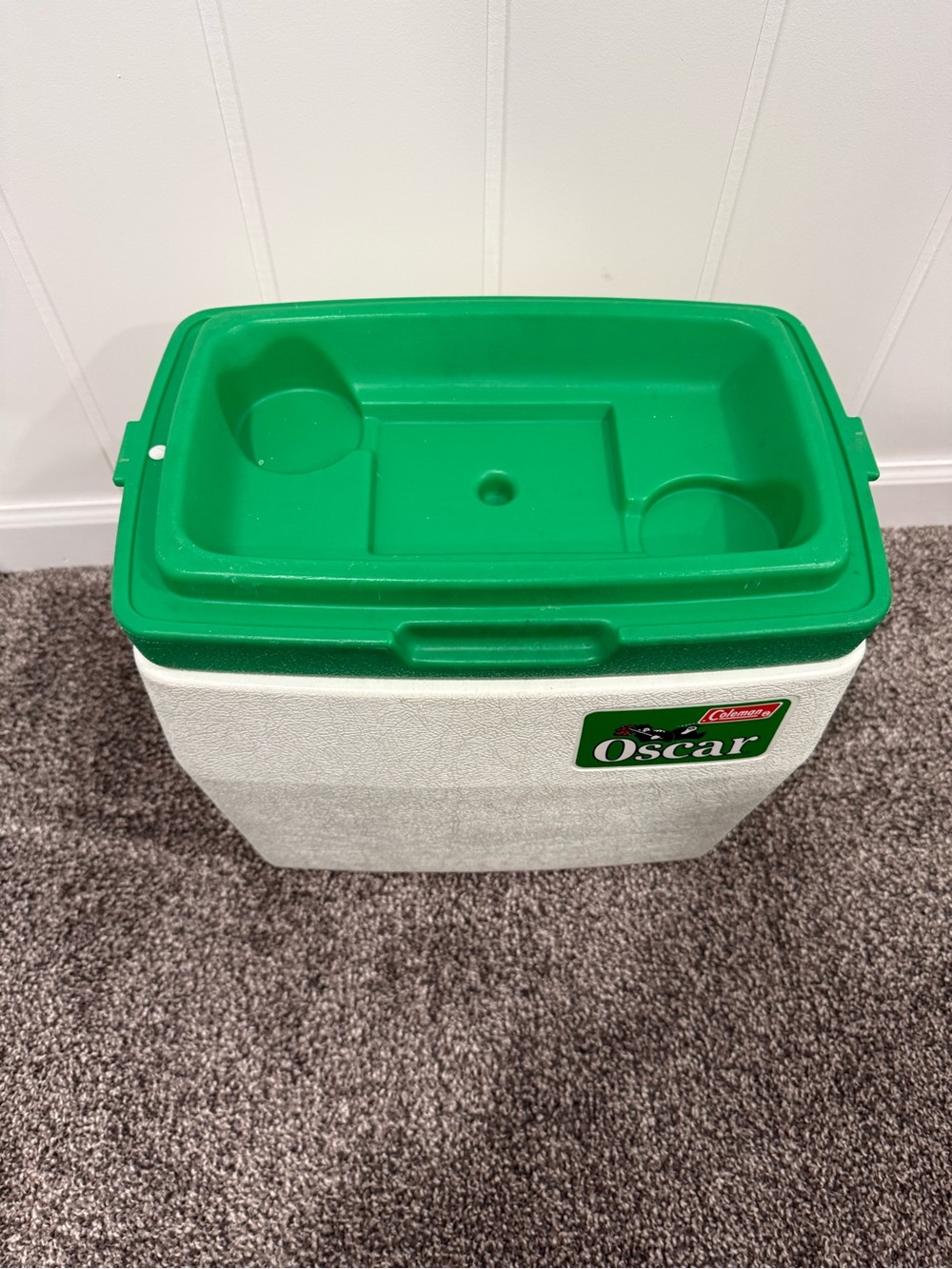 Oscar by Coleman 16Qt. Cooler with Handle Green Flip Lid for Cup Holder - Picture 4 of 5